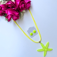 10 KITS -1 colar estrela do mar + 1 brinco botão r na internet