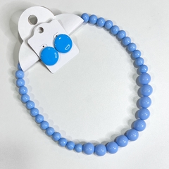 KIT - 1 colar Bola + 1 brinco botão 2cm sortidos - Império Pink