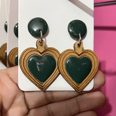 Kit 10 pares Brincos Mdf médio com resina sortidos