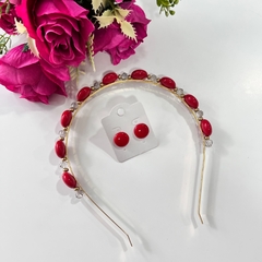 Kit 1 tiara luxo + 1 botão resina 1cm