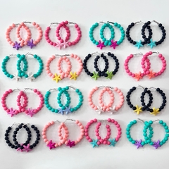 6 pares de brincos argola micangas com estrela sortidas - loja online