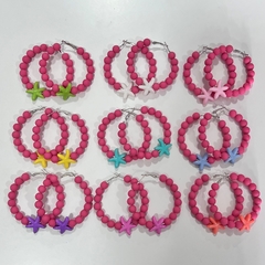 Brinco argola micanga com estrela sortidos