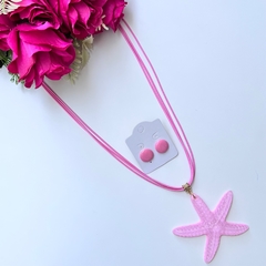 5 KITS - 1 colar estrela do mar + 1 brinco 1cm - loja online
