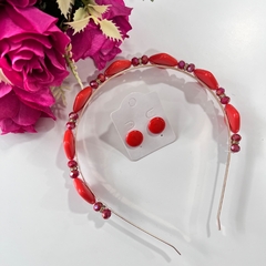 Kit 1 tiara luxo + 1 botão resina 1cm - Império Pink