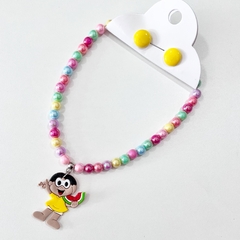 KIT - 1 colar infantil + 1 botão resina