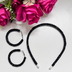 Kit 1 tiara + 1 brinco argola gliter - comprar online