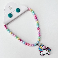 KIT - 1 colar infantil + 1 botão resina - Império Pink