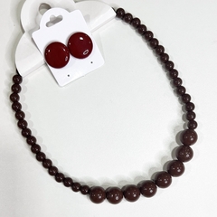 KIT - 1 colar Bola + 1 brinco botão 2cm sortidos - loja online