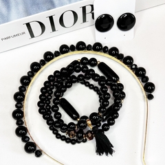 kit 1 mix pulseiras, 1 botão maior, 1 tiara Luxo