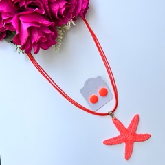 5 KITS - 1 colar estrela do mar + 1 brinco 1cm na internet