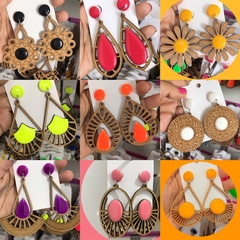 Imagem do Kit com 20 pares de brincos mdf sortidos