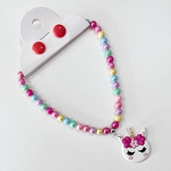 KIT - 1 colar infantil + 1 botão resina