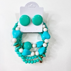 Imagem do Kit 1 Mix pulseiras miçangas + 1 botão resina 2cm