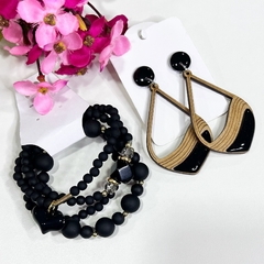 Kit 1 mix pulseiras miçangas + 1 brinco MDF - loja online