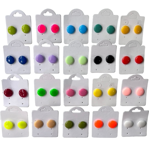 50 pares de brincos Botão resina 1cm sortidos