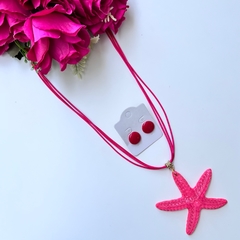 5 KITS - 1 colar estrela do mar + 1 brinco 1cm - loja online