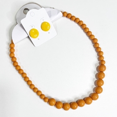 Imagem do KIT - 1 colar bola + 1 brinco botão 1cm sortidos