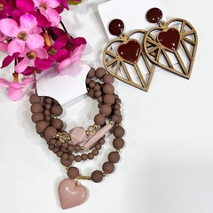 Imagem do Kit 1 mix pulseiras miçangas + 1 brinco MDF