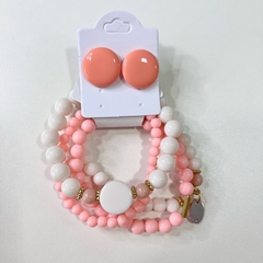 Kit 1 Mix pulseiras miçangas + 1 botão resina 2cm
