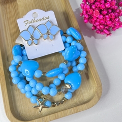 Imagem do 1 mix pulseiras miçangas e 1 brinco esmaltado folheado sortidos