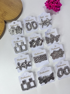 Brincos prata folheados feminino sortidos - Império Pink