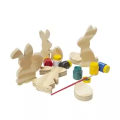 KIT PÁSCOA EDUCATIVO EM MADEIRA PARA COLORIR
