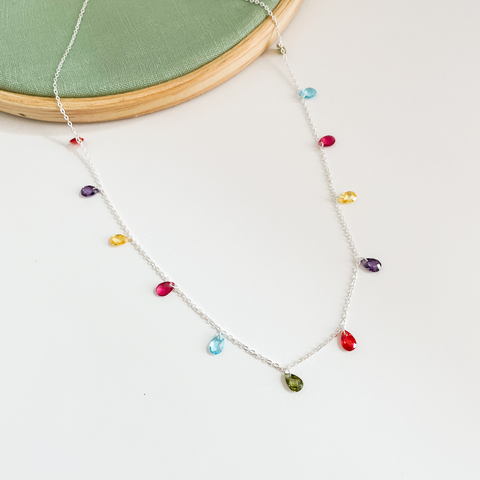 CHOCKER DE PRATA GOTAS COLORIDAS - comprar online