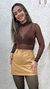 Body em tule com golinha - Marrom - comprar online
