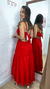 Vestido longuete em tricoline com algodão - Vermelho - comprar online
