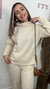 Conjunto de inverno em tweed - Bege na internet
