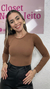 Body gola redonda suplex de poliamida - Marrom - comprar online