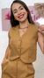 Conjunto Bela em alfaiataria com colete - Marrom - Closet Nosso Jeito