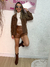 Short em couro com cinto - Marrom - loja online