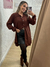 Camisa chemise em linho com lastex no punho - marrom - Closet Nosso Jeito