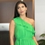 Vestido longo crepe ombro babado - comprar online