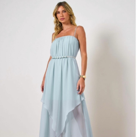 Vestido longo chiffon silk touch