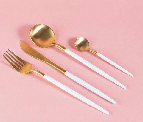 CONJUNTO TALHERES SLIM BRANCO 4 PEÇAS - comprar online