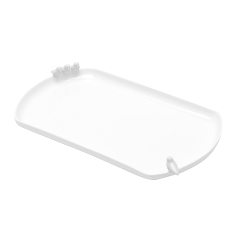 PRATO PORCELANA P/BOLO BIRDS BRANCO 31x19x3cm