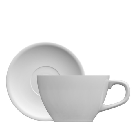 XÍCARA COM PIRES PORCELANA BRANCA 250ml