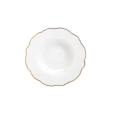 CJ 2 PRATOS FUNDOS MALDIVAS BRANCO FIO DOURADO 23cm