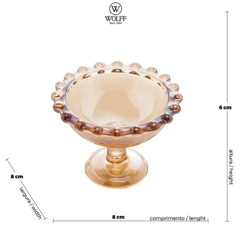 TACINHA DE CRISTAL PEARL ÂMBAR 8x6cm