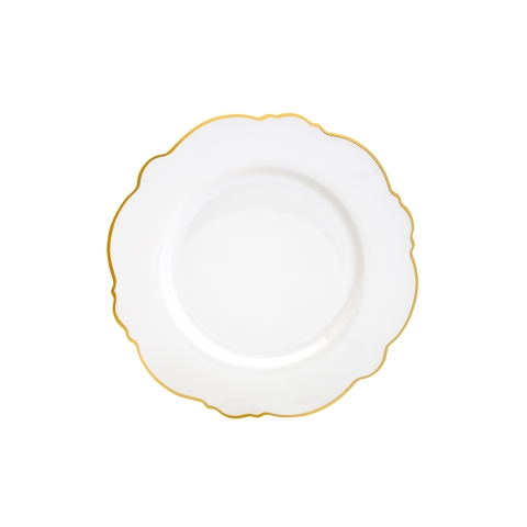 CJ 2 PRATOS RASOS MALDIVAS BRANCO FIO DOURADO 28cm