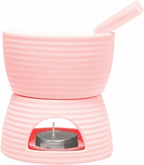 APARELHO PARA FONDUE ROSA LINES COM GARFINHO E VELA 400ml - comprar online