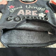 Conjunto calça legging e moletom com felpo - Good things are coming - Zig Zag Kids