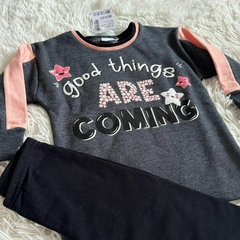 Conjunto calça legging e moletom com felpo - Good things are coming - loja online