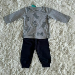 Conjunto blusa manga longa e calça de moletom sem felpo Elian - loja online