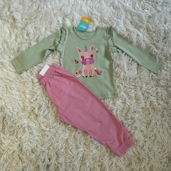 Conjunto blusa manga longa e calça tecido - Elian