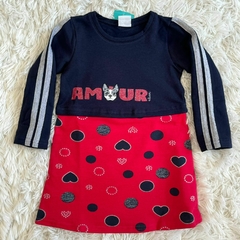 Vestido manga longa em moletom flanelado - Zig Zag Kids