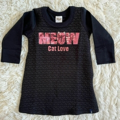 Vestido manga longa em moletom flanelado
