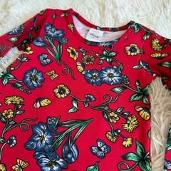 Vestido manga longa com estampa floral - Zig Zag Kids
